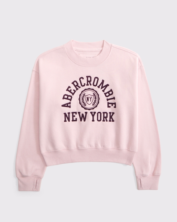 sudadera con cuello redondo y estampa de logo, Rosa Pálido view 1