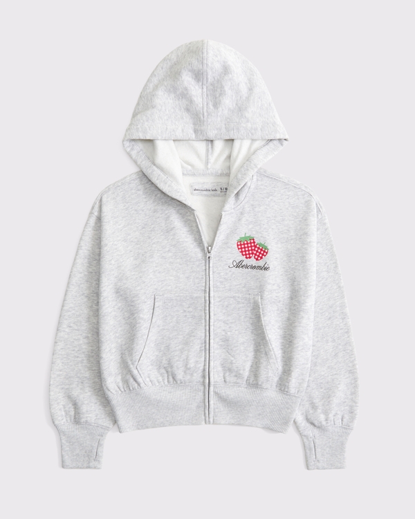 graphic full-zip hoodie, Light Gray view 1