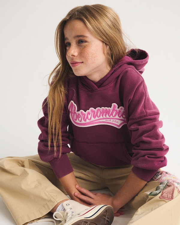 logo popover hoodie, Burgundy view 1
