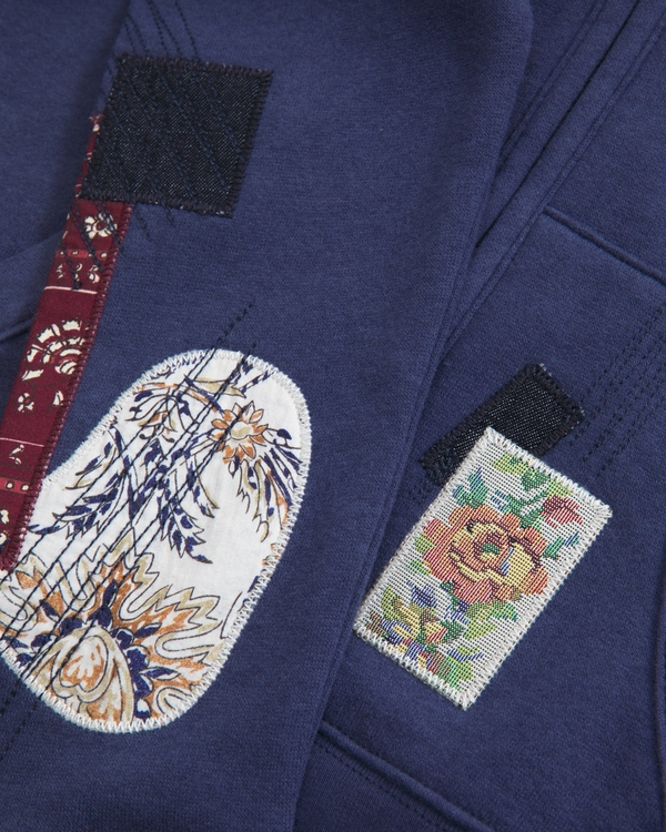 patchwork full-zip hoodie