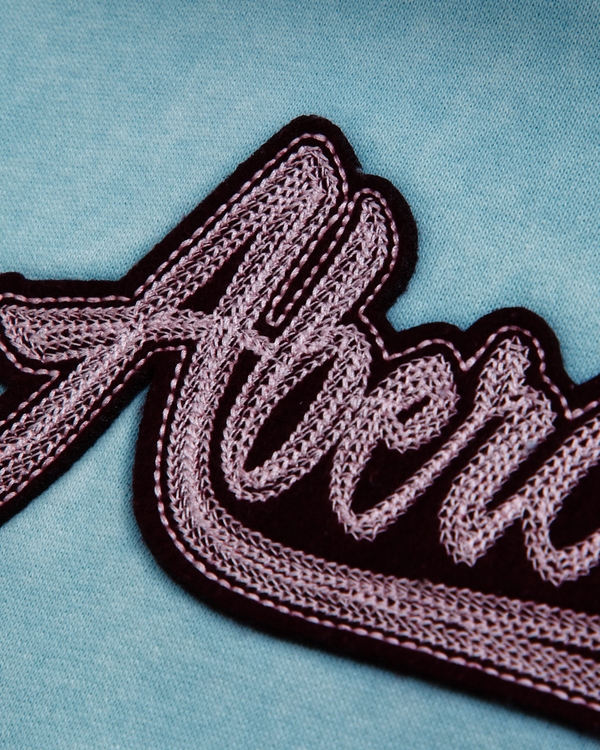 slim logo popover hoodie, Aqua Blue view 2