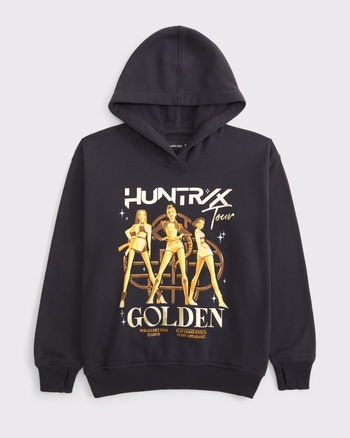 oversized kpop demon hunters graphic popover hoodie
