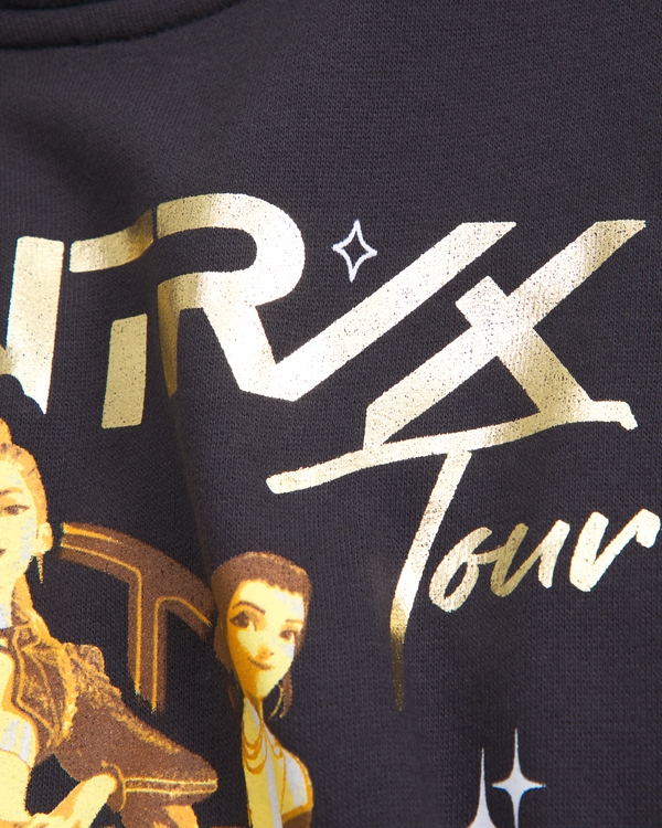 oversized kpop demon hunters graphic popover hoodie, Dark Gray view 2