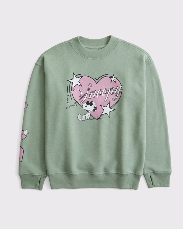 snoopy graphic crew sweatshirt, Cool Sage view 1