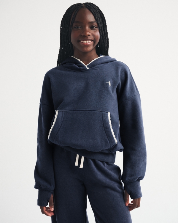 elevated popover hoodie, Navy view 1