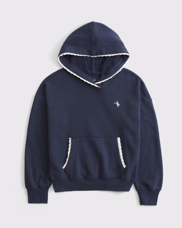 elevated popover hoodie, Navy view 1