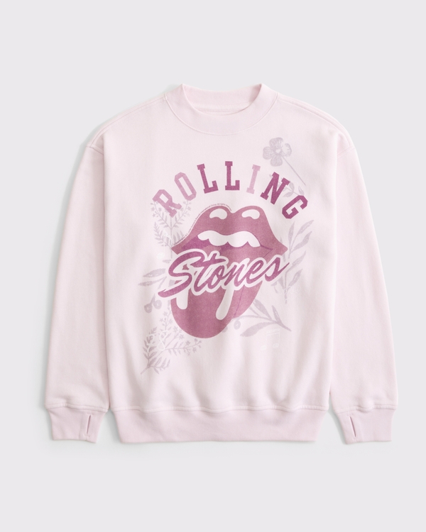 oversized rolling stones graphic sweatshirt, Pale Pink view 1
