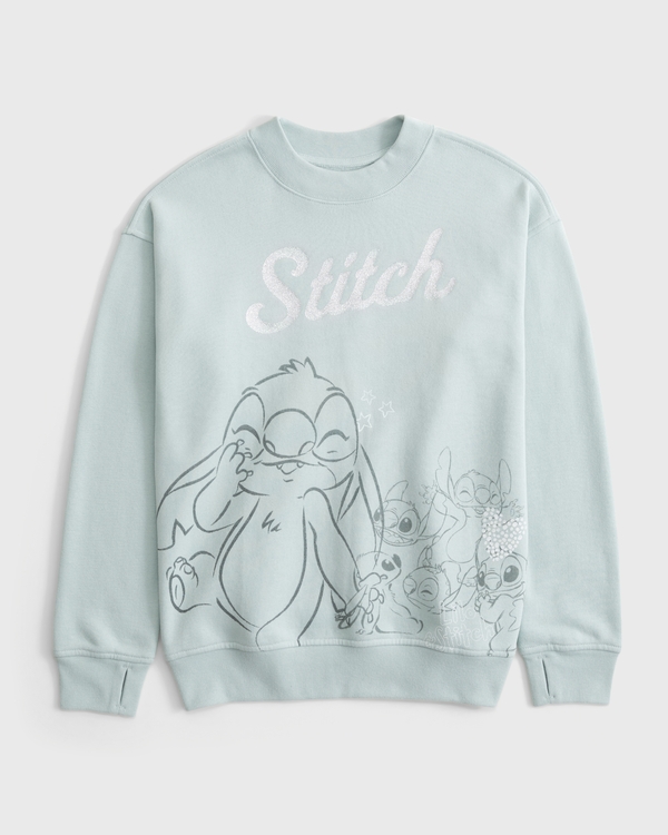 stitch graphic sweatshirt, Foggy Blue view 1