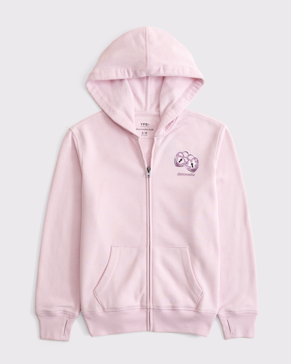 ypb graphic logo full-zip hoodie, Ballet Pink view 1