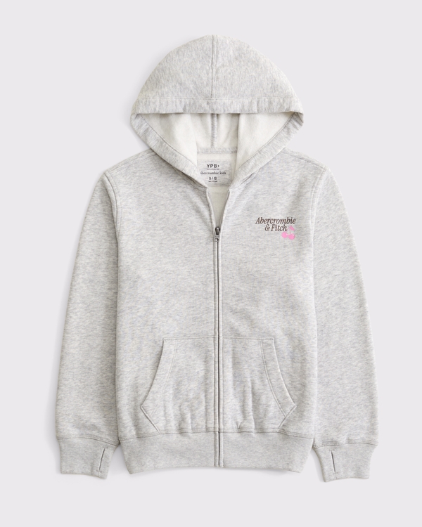 ypb graphic logo full-zip hoodie, Light Gray view 2