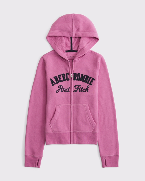 graphic logo full-zip hoodie, Guava Pink view 1