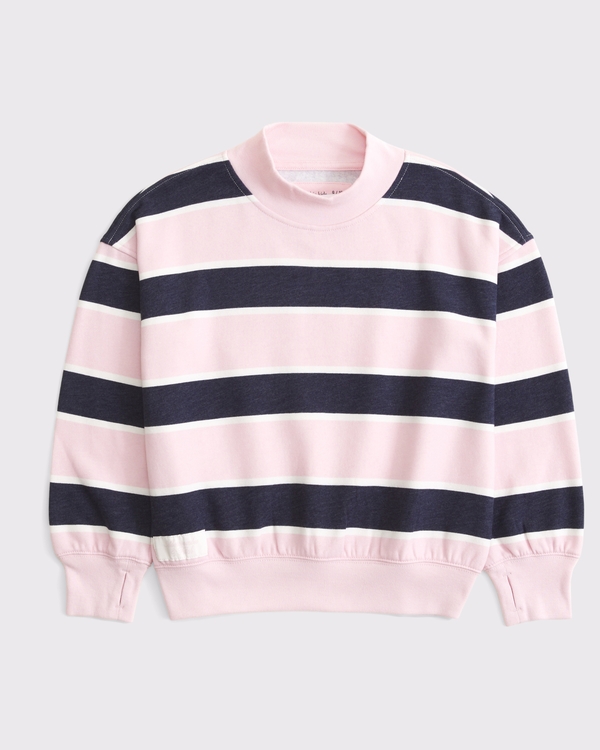 logo mock neck sweatshirt, Pink Stripe view 1