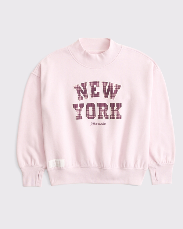 logo mock neck sweatshirt, Ballet Pink view 1