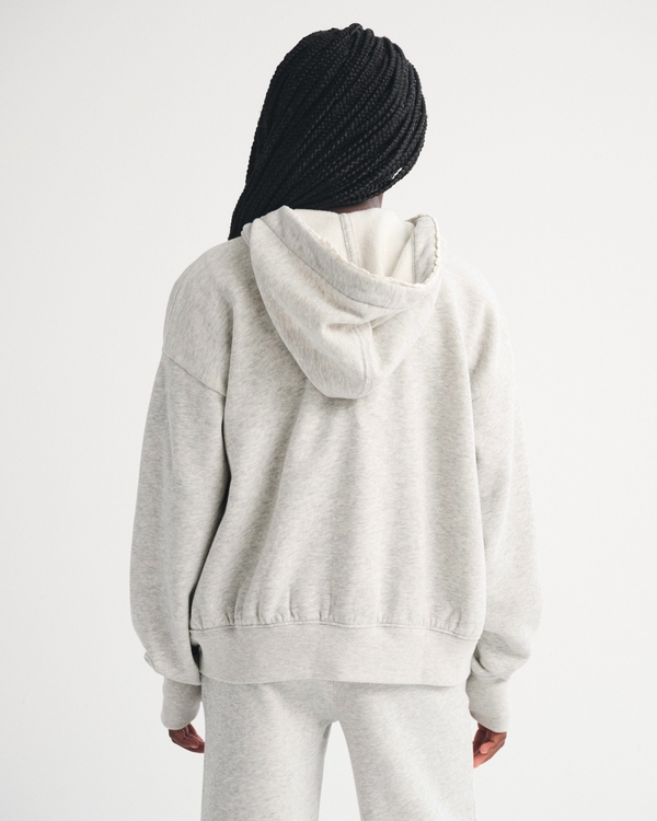 girls essential lace-trim full-zip hoodie | girls tops