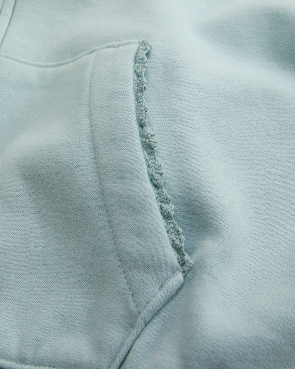 essential lace-trim full-zip hoodie, Foggy Blue view 2
