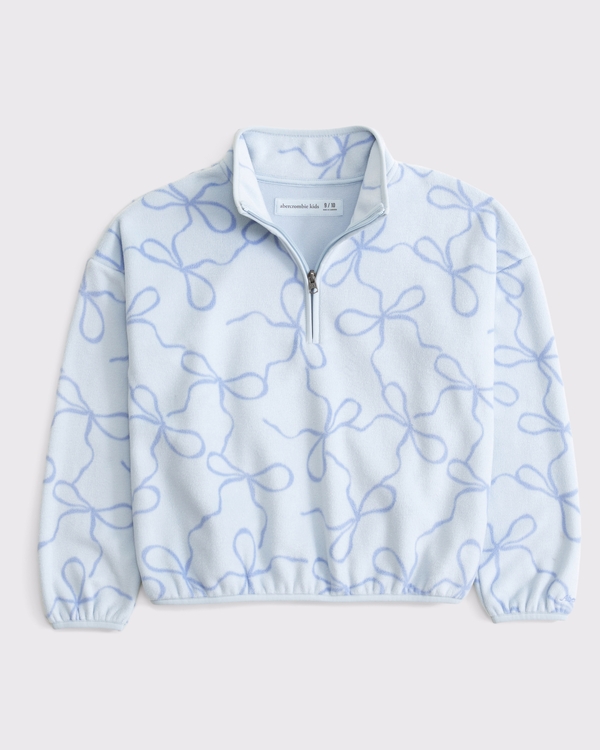 fleece quarter-zip sweatshirt, Light Blue Pattern view 1