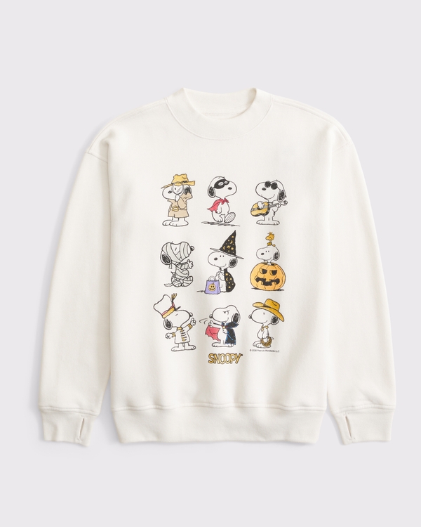 snoopy crew sweatshirt, Cream view 1