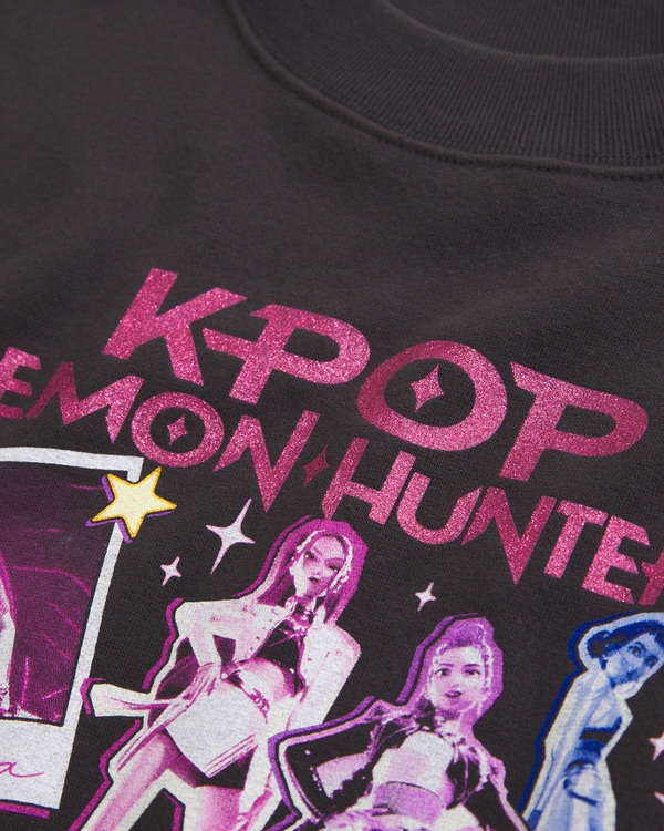 kpop demon hunters graphic crew, Charcoal view 2