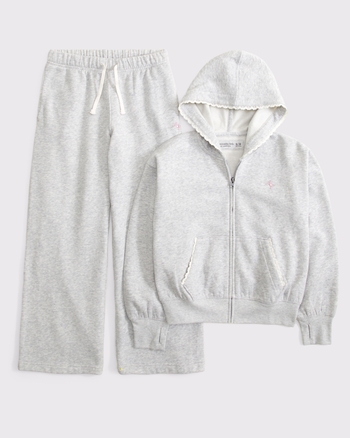 essential lace-trim full-zip hoodie and sweatpants set from Abercrombie & Fitch - $50.97