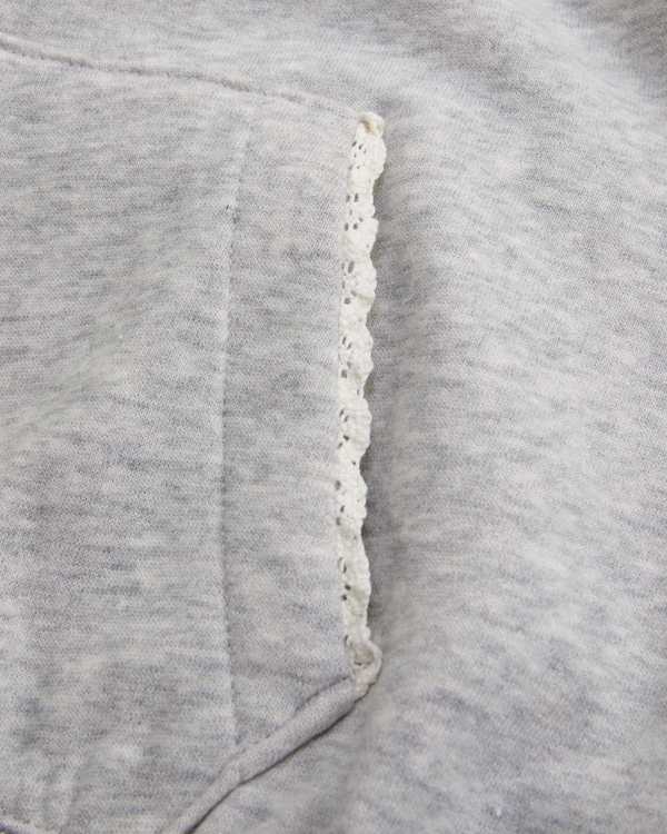 essential lace-trim full-zip hoodie and sweatpants set, Light Gray Heather view 2