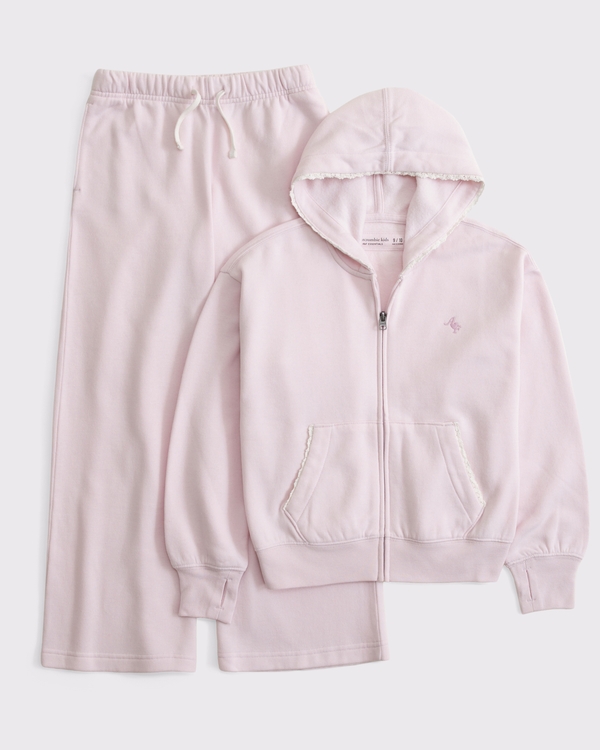 essential full-zip hoodie and sweatpant set, Pale Pink view 1