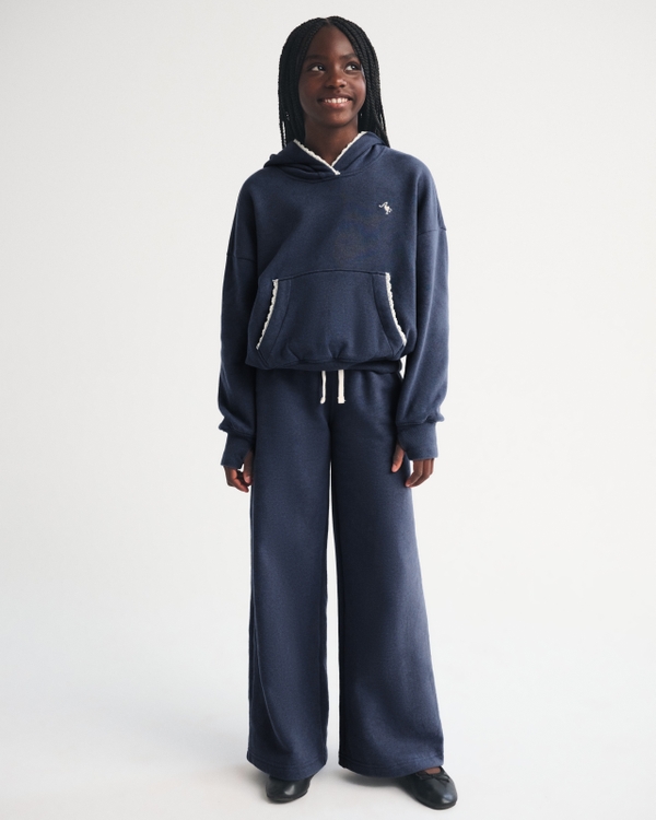 essential popover and wide leg sweatpants set, Navy view 1
