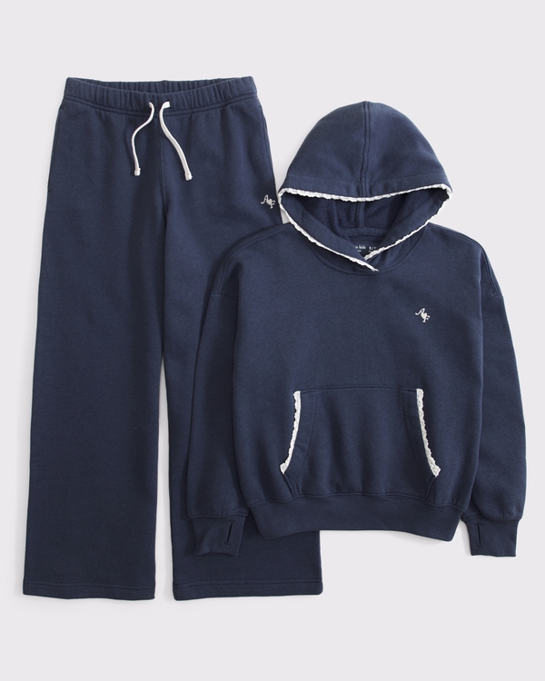 essential popover and wide leg sweatpants set, Sapphire view 1