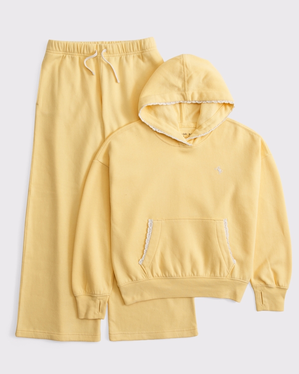 essential popover hoodie and sweatpant set, Sunny Yellow view 1