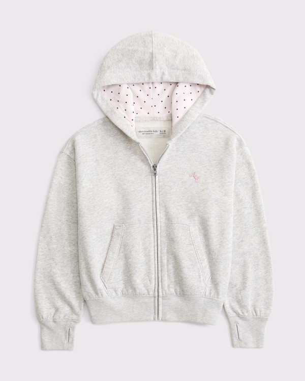 essential lace-trim full-zip hoodie