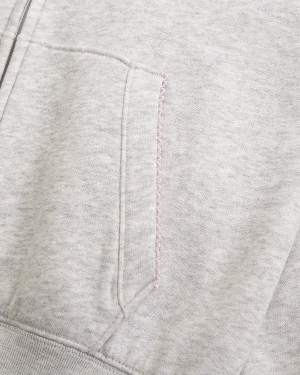 essential lace-trim full-zip hoodie, Light Gray view 2