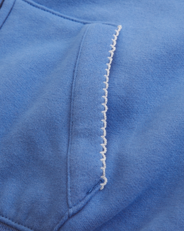 essential lace-trim full-zip hoodie, French Blue view 2