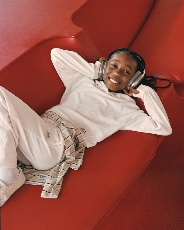 ypb velour rib popover hoodie, Cream view 1