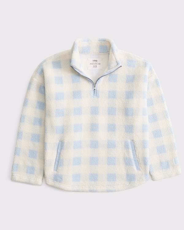 ypb sherpa quarter-zip sweatshirt, Blue Check view 1