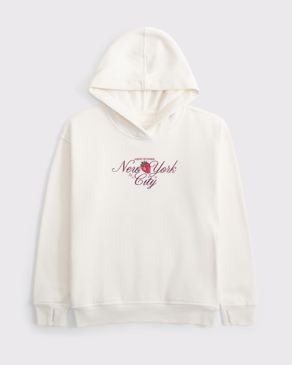 nyc graphic popover hoodie, White view 1