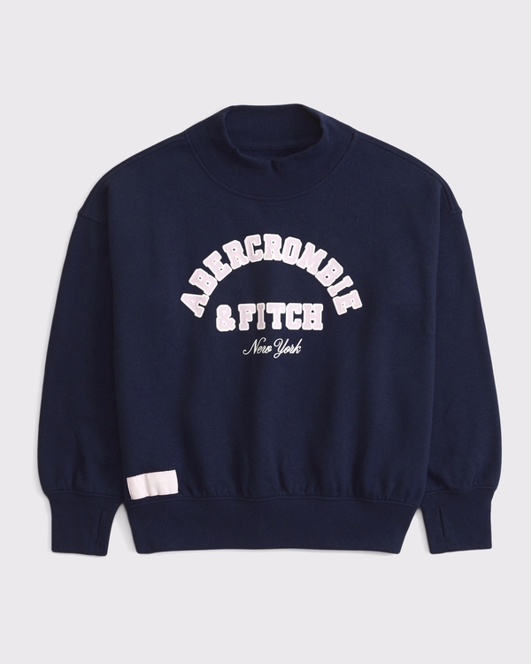 logo mock neck sweatshirt, Deep Navy view 2