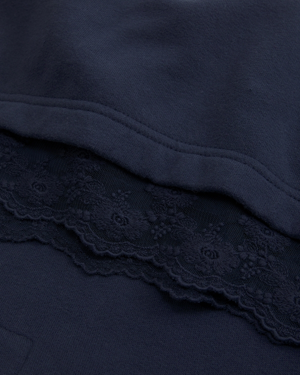 essential lace-hem hoodie, Sapphire view 2