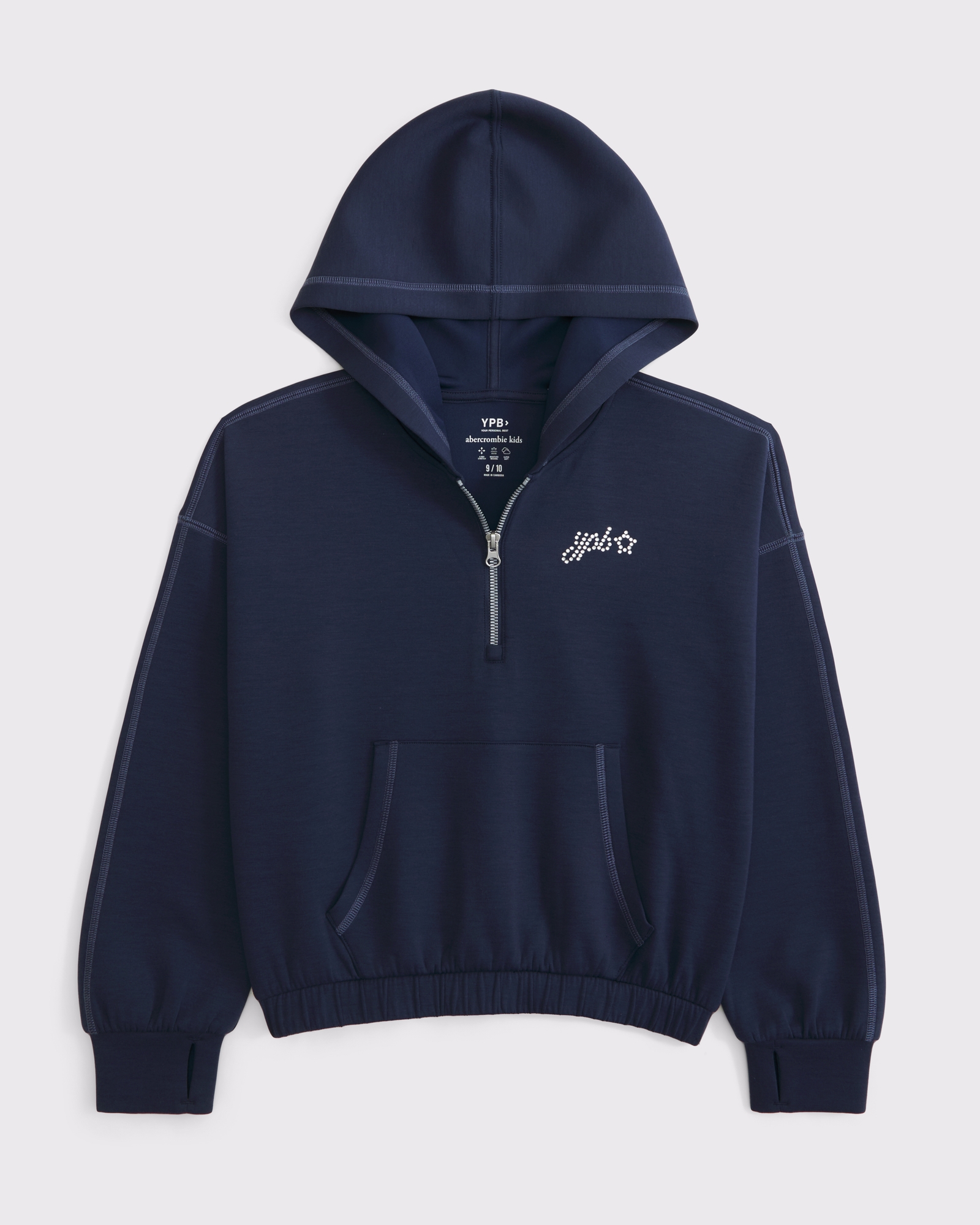 girls ypb neoknit quarter-zip cinched popover hoodie | girls