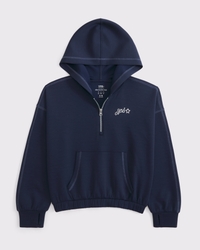 ypb neoknit quarter-zip cinched popover hoodie
