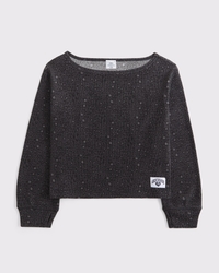 cropped waffle off-the-shoulder sweatshirt