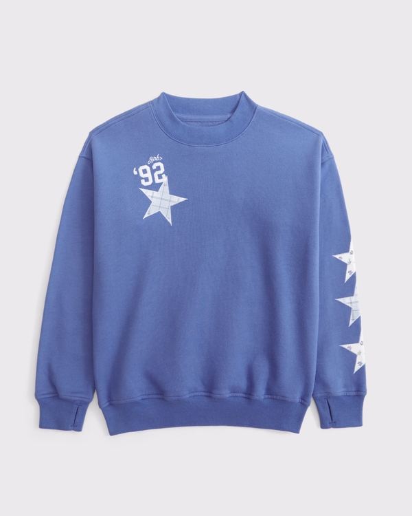 ypb longer-length graphic crew sweatshirt, Dark Periwinkle view 1