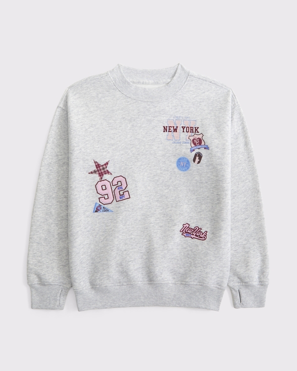 ypb longer-length graphic crew sweatshirt, Light Gray view 1