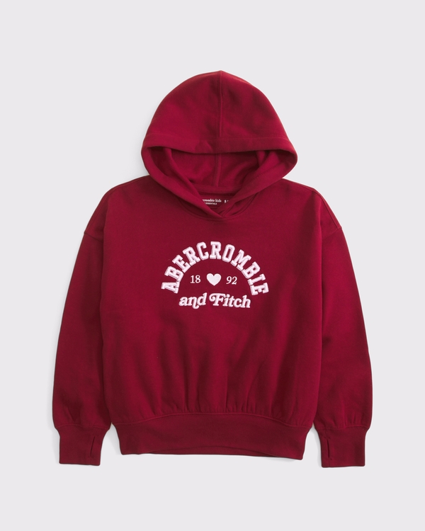 essential embroidered logo hoodie, Dark Red view 1