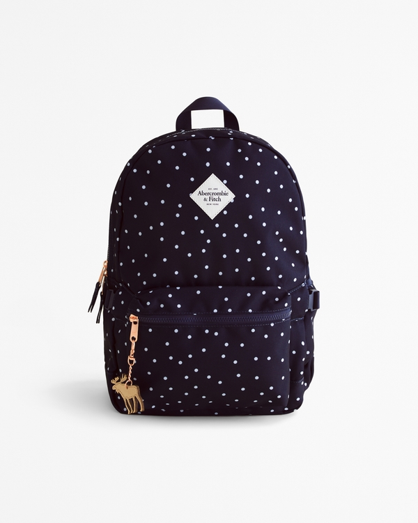 logo backpack, Navy Polka Dot