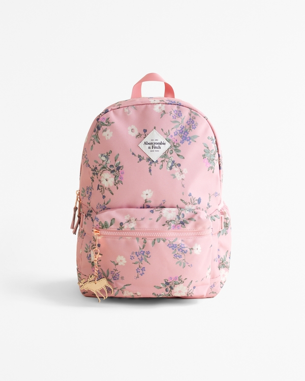 logo backpack, Pink Floral
