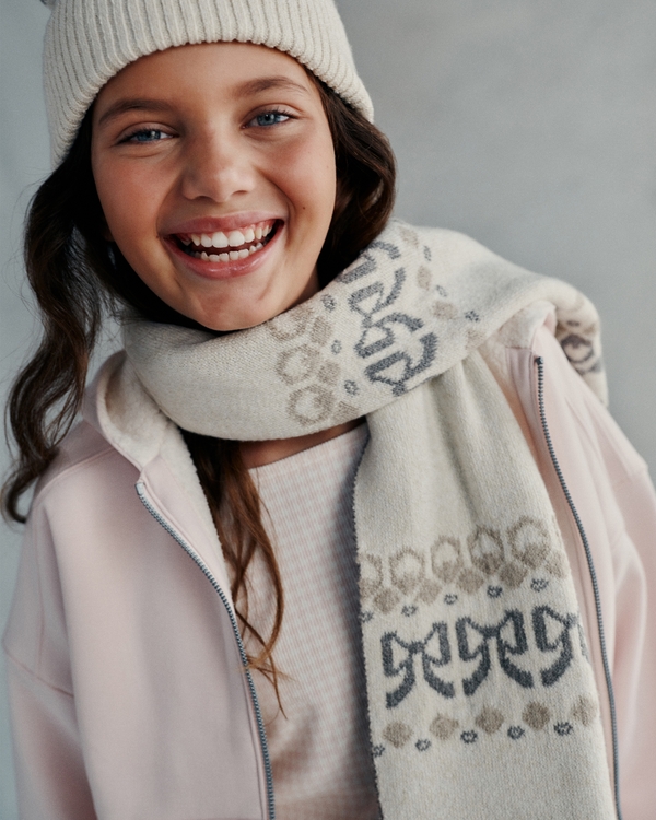 logo scarf, Beige view 1