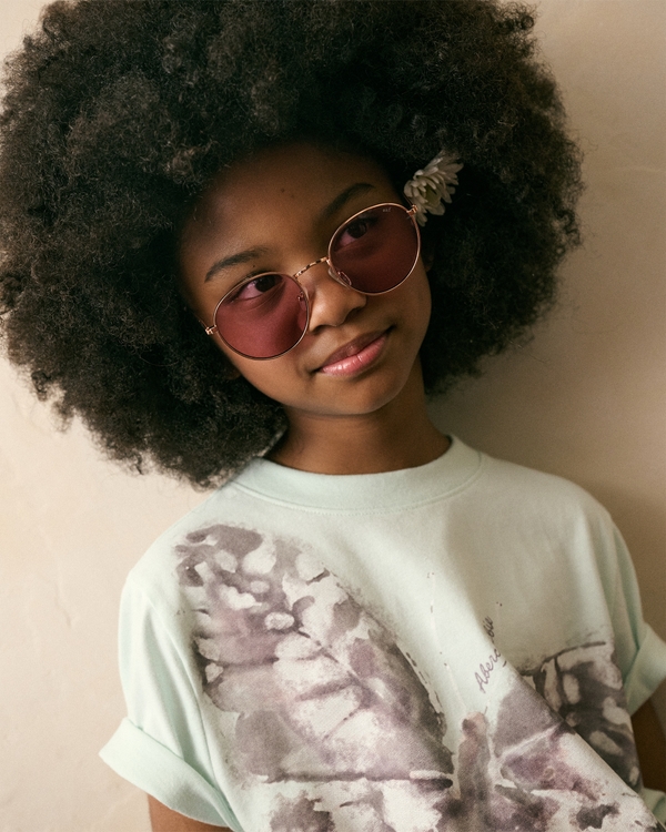 round sunglasses, Gold view 1