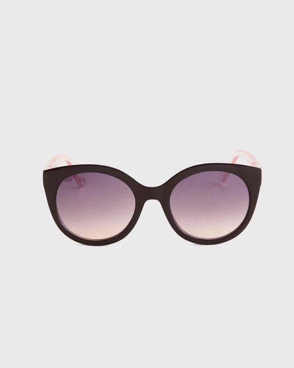 round cateye sunglasses, Black view 1