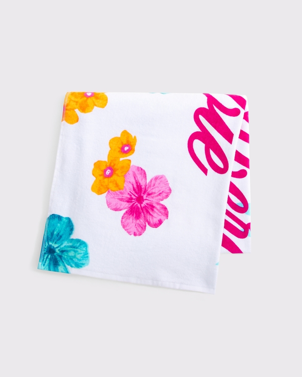 logo beach towel, White Floral view 2