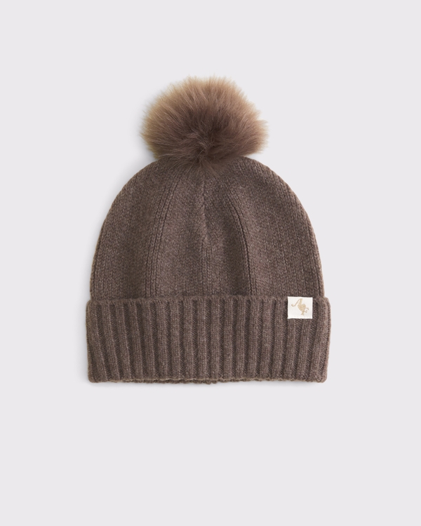 pom beanie, Ash Brown view 1