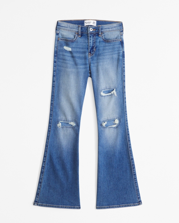 high rise flare jeans, Medium Wash